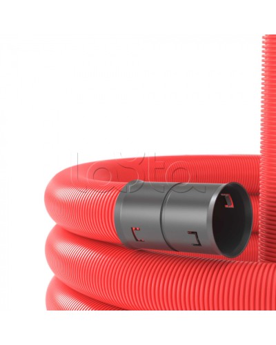 Двустенная труба ПНД D90мм без протяжки (50м уп) красная DKC (120990) в Хасавюрте Труба гофрированная Pintop.ru