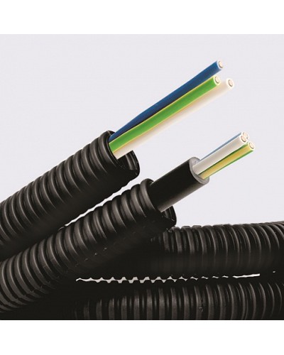 Электротруба ПНД гибкая гофр. д.16мм, цвет черный, с кабелем ВВГнг(А)-LS 3х2,5мм² РЭК ГОСТ+, 50м DKC 7S71650 в Хасавюрте Труба гофрированная Pintop.ru