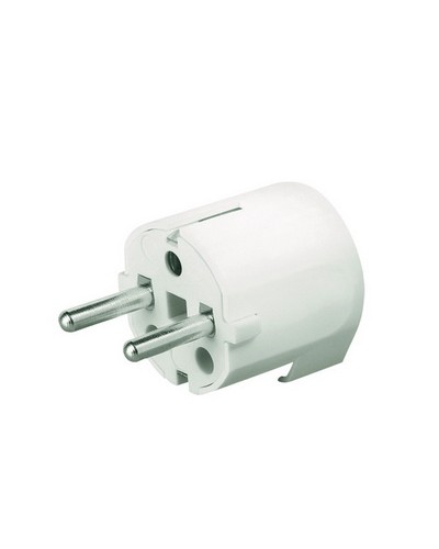 Вилка кабельная, бытовая с боковым вводом кабеля. Белая. IP20 16А 2P+E 230В DKC DIS13083 в Хасавюрте Аксессуары для стоек и шкафов Pintop.ru