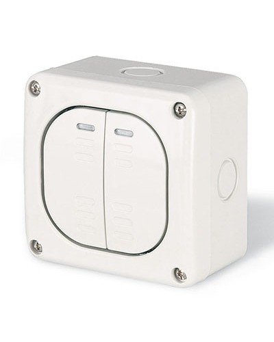 Выключатель однополюсный, двухклавишный, настенный DKC DIS1375022 в Хасавюрте Аксессуары для стоек и шкафов Pintop.ru