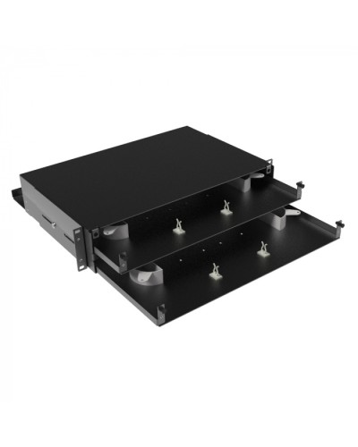 Оптическая полка выдвижная, без лицевой панели, неукомплектованная, 2U, черная DKC RNFPE2U48 в Хасавюрте Полки для шкафов и стоек Pintop.ru