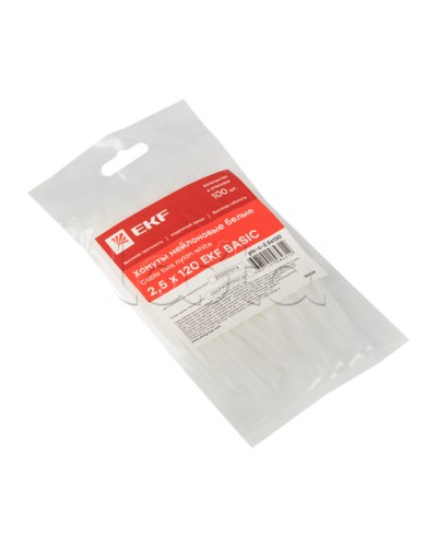 Хомут нейлоновый (2,5х120) (100шт.) EKF Basic (plc-c-2.5x120) в Хасавюрте Стяжки-хомуты Pintop.ru