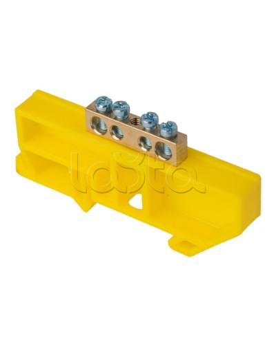 Шина 0 N (6х9мм) 4 отверстия латунь желтый изолятор на DIN-рейку EKF PROxima (sn0-63-04-dz) в Хасавюрте Аксессуары для стоек и шкафов Pintop.ru