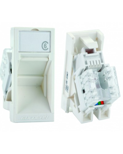 Розеточный модуль UTP категории 6 Mosaic серии 45 RJ45 Eurolan (16A-U6-03WT) в Хасавюрте Модули Keystone Pintop.ru
