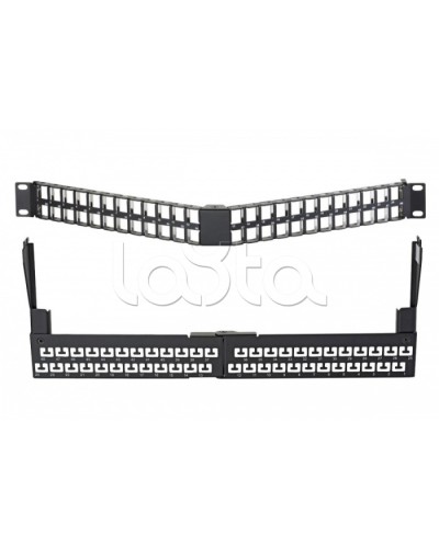 Коммутационная угловая панель 19” наборная, FTP, 1U, 48 портов, черный Eurolan (27A-00-48-01BL) в Хасавюрте Патч панель Pintop.ru