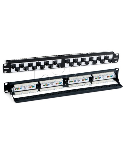 Патч-панель 19, 1U, с угловыми портами, 24 порта RJ-45, категория 6 Hyperline PP2A-19-24S-8P8C-C6-110 в Хасавюрте Патч панель Pintop.ru