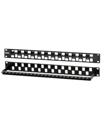 Патч-панель модульная 19, 1U, 24 порта, Flat Type, для модулей Keystone Jack, с задним кабельным организатором (без модулей) Hyperline PPBL3-19-24S-RM в Хасавюрте Патч панель Pintop.ru