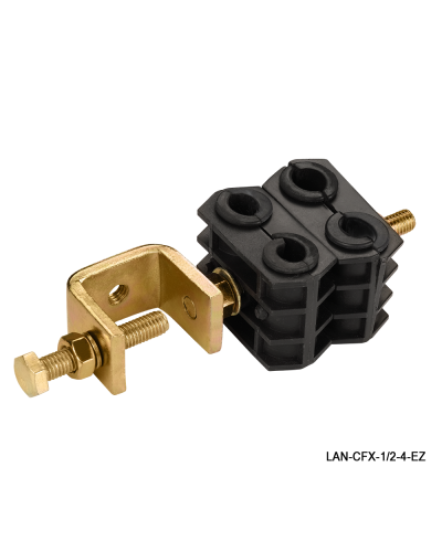 Комплект крепления для 4-х коаксиальных кабелей диаметром 3/8-1/2, со струбциной LANMASTER LAN-CFX-1/2-4-EZ в Хасавюрте Аксессуары для стоек и шкафов Pintop.ru