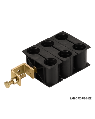 Комплект крепления для 6-ти коаксиальных кабелей диаметром 7/8, со струбциной LANMASTER LAN-CFX-7/8-6-EZ в Хасавюрте Аксессуары для стоек и шкафов Pintop.ru