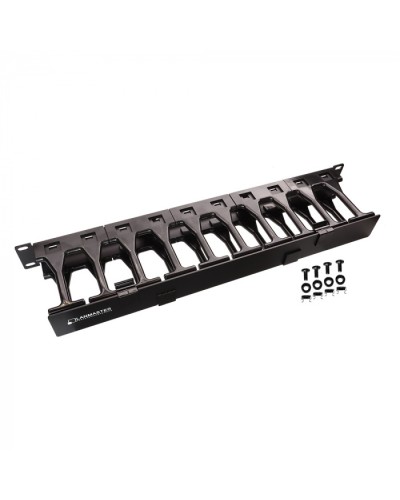 Кабельный органайзер 19 c пластиковыми пальцами глубиной 106 мм и крышкой, 2U LANMASTER (LAN-ORG-PF/S-2U) в Хасавюрте Кабельные органайзеры Pintop.ru