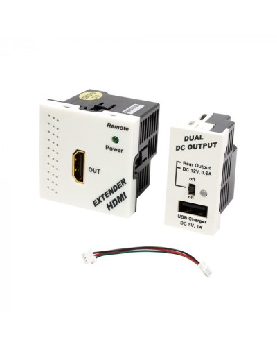 Конвертор RJ45-HDMI, приемник + БП формата Mosaic, 45x45мм + 22.5х45мм, белые LANMASTER (LAN-SIP-23HDMI/RX-WH) в Хасавюрте Медиаконвертеры Pintop.ru