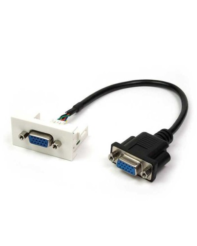 Вставка Mosaic 22.5x45 с адаптером VGA D-SUB HDB-15 мама, со шнуром 3 м мама, белая LANMASTER LAN-WA-LP-VGA-FF-3.0 в Хасавюрте Коммутационные изделия Pintop.ru