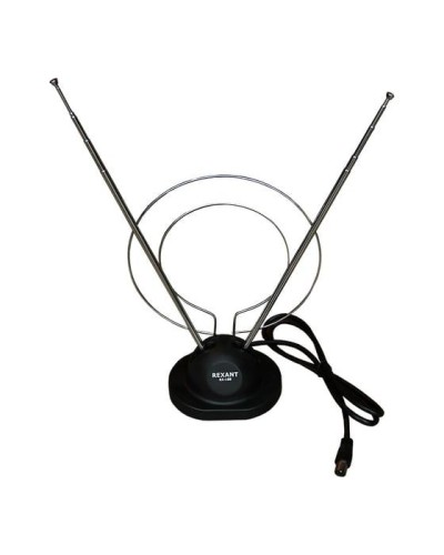 Антенна комнатная телескопическая на подставке «Усы+кольцо», RX-100 REXANT 34-0100 в Хасавюрте Системы видеонаблюдения Pintop.ru