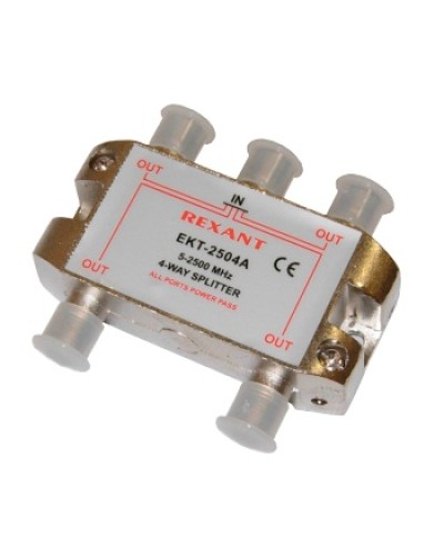 Делитель телевизионный ТВх4 под F разъём 5-2500 МГц СПУТНИК (10шт/уп) REXANT 05-6203 в Хасавюрте Системы видеонаблюдения Pintop.ru