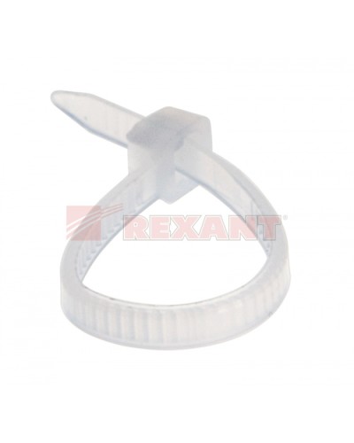 Хомут-стяжка нейлоновый 2.5х60 мм белый (100шт/уп) REXANT 07-0060 в Хасавюрте Стяжки-хомуты Pintop.ru