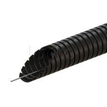 Труба ПВХ гофрир. легкая, с зондом диам 16мм (1шт = 100м), цвет чёрный Экопласт (10116-100BL)