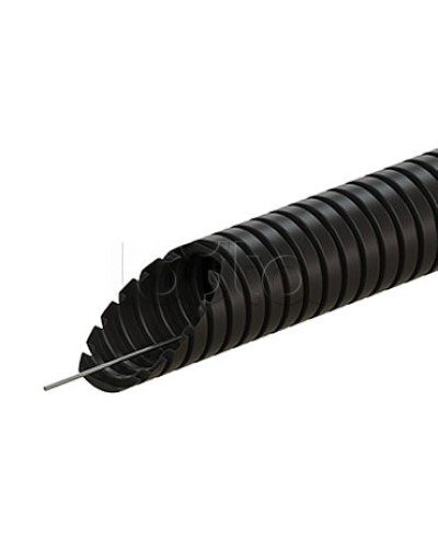Труба ПВХ гофрир. легкая, с зондом диам 40мм (1шт = 20м), цвет чёрный Экопласт (10140-20BL) в Хасавюрте Труба гофрированная Pintop.ru