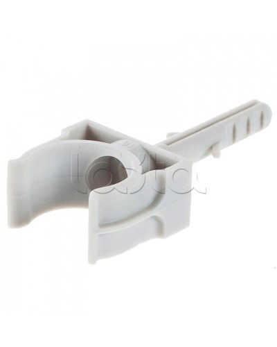 Держатель с дюбелем без шурупа для гофрированной или жесткой гладкой трубы D20 мм, без галогена Экопласт 41420HF в Хасавюрте Держатели, клипсы, скобы Pintop.ru