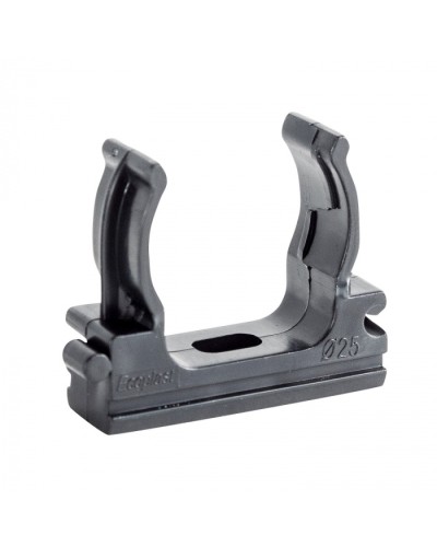 CF25G Держатель (клипса), без галогена, для труб D25мм, цвет чёрный (10шт) Экопласт (41725-10HF-BL) в Хасавюрте Держатели, клипсы, скобы Pintop.ru