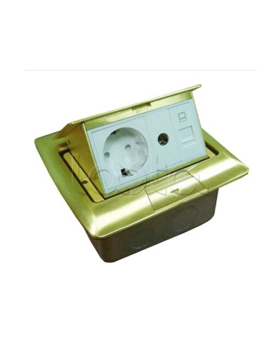 Люк встраиваемый на 1,5 модуля (45х45 мм) с коробкой, латунь, IP44 Экопласт 70023 в Хасавюрте Системы лючков и колонн Pintop.ru