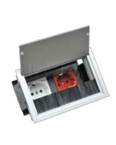 Люк настольный встраиваемый на 2 модуля (45х45мм) с крышкой, алюминий IP20 Экопласт 70042 в Хасавюрте Системы лючков и колонн Pintop.ru