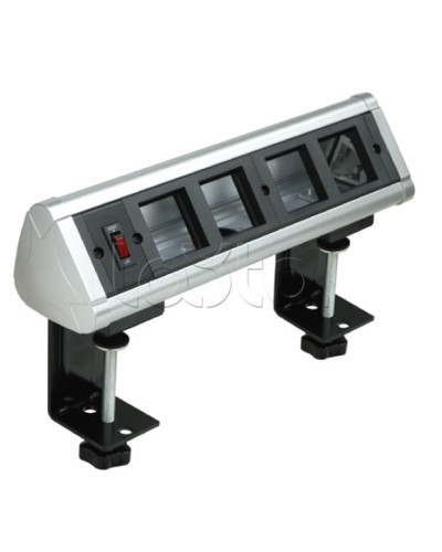 Блок настольный с выключателем нагрузки на 4 модуля (45х45мм) на струбцинах (алюминий) Экопласт 70314 в Хасавюрте Аксессуары для кабель-канала Pintop.ru