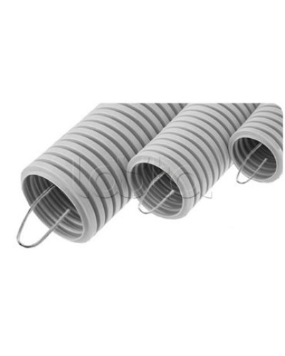 NR075 Усиленная двустен. труба ПНД гибкая, тип 750, SN24, с зондом, D75мм (50м) цвет красный Экопласт (821075) в Хасавюрте Труба гофрированная Pintop.ru