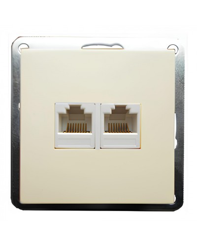 Розетка телефонная двойная 2хRJ-11 с накладкой (бежевый) LK60 (865601) в Хасавюрте Розетки компьютерные и телефонные Pintop.ru
