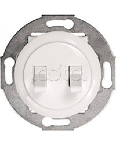 Экопласт Выключатель 2-рычажковый (схема 5) 10 A, 250 B (белый) Vintage в Хасавюрте Розетки компьютерные и телефонные Pintop.ru