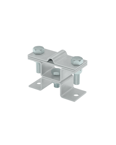 Универсальный держатель на мостовой опоре двойной для прутка Ø 5-8 мм и полосы до 40 мм с 2 пластинами КМ-профиль (XUDMO2-D5-8-B40) в Хасавюрте Аксессуары для лотков Pintop.ru