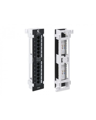 Патч-панель настенная, 12 портов RJ-45, категория 5E, Dual IDC с подставкой, черная в Хасавюрте Патч панель Pintop.ru