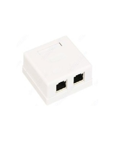 Розетка компьютерная RJ-45 (8P8C), категория 5e, двойная, внешняя (настенная), Dual IDC, экранированная, белая в Хасавюрте Розетки компьютерные и телефонные Pintop.ru