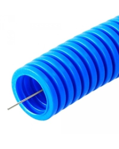 Труба гофрированная ПП тяжёлая 750 Н безгалогенная (HF) синяя с/з д25 (50м/2600м уп/пал) Промрукав (PR02.0057) в Хасавюрте Труба гофрированная Pintop.ru