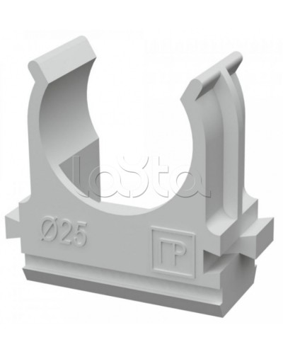 Крепеж-клипса для труб АБС-пластик в п/э д25 (100шт/1000шт уп/кор) Промрукав (PR.02625) в Хасавюрте Держатели, клипсы, скобы Pintop.ru