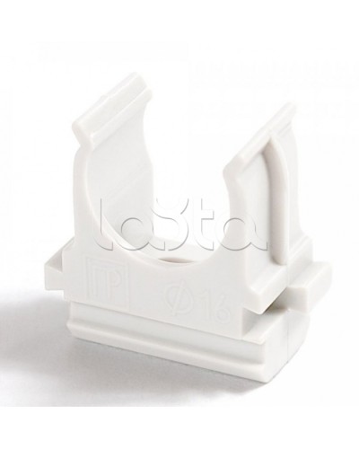 Крепёж-клипса для труб Полистирол белая д16 (100шт/2000шт уп/кор) Промрукав (PR.02716б) в Хасавюрте Держатели, клипсы, скобы Pintop.ru