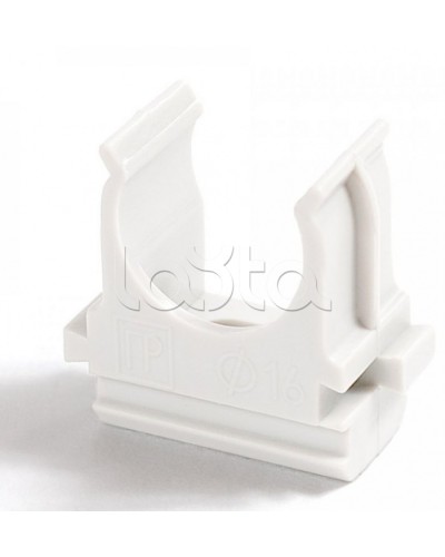 Крепёж-клипса для труб Полистирол белая д40 (15шт/300шт уп/кор) Промрукав (PR.02740б) в Хасавюрте Держатели, клипсы, скобы Pintop.ru