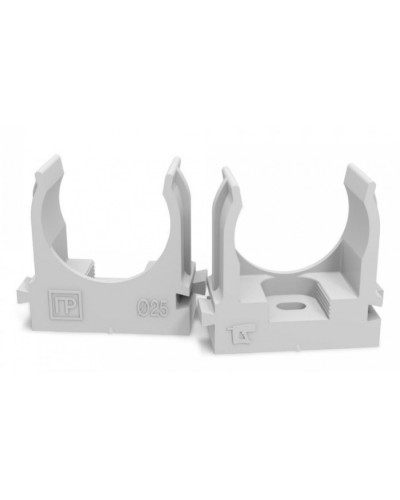 Крепеж-клипса для труб для монтажного пистолета серая в п/э д25 (100шт/700шт уп/кор) Промрукав (PR13.0121) в Хасавюрте Держатели, клипсы, скобы Pintop.ru