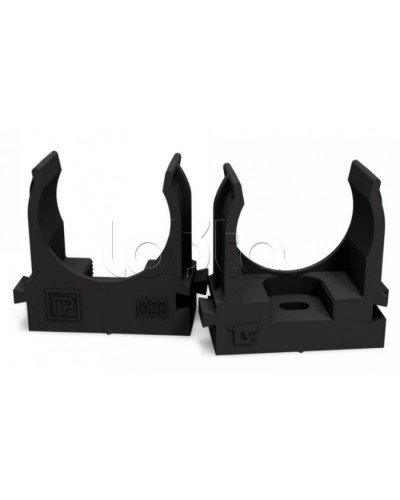 Крепеж-клипса для труб для монтажного пистолета черная в п/э д25 (100шт/700шт уп/кор) Промрукав (PR13.0133) в Хасавюрте Держатели, клипсы, скобы Pintop.ru