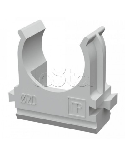 Крепёж-клипса для труб д20 безгалогенная (HF) атмосферостойкая серая (100шт/1500шт уп/кор) Промрукав (PR13.0345) в Хасавюрте Держатели, клипсы, скобы Pintop.ru