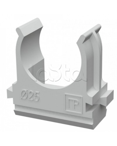 Крепёж-клипса для труб д25 безгалогенная (HF) атмосферостойкая серая (100шт/1000шт уп/кор) Промрукав (PR13.0346) в Хасавюрте Держатели, клипсы, скобы Pintop.ru