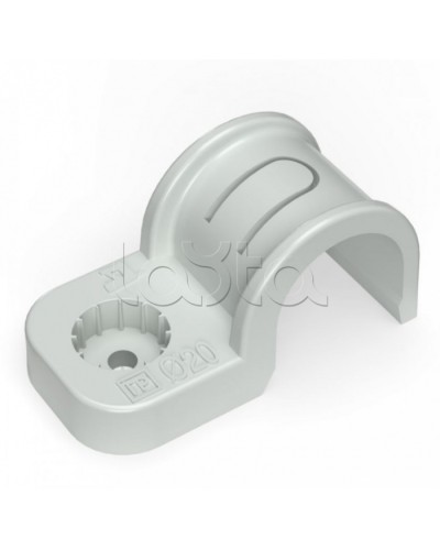 Крепеж-скоба пластиковая односторонняя для прямого монтажа серая в п/э д20 Промрукав (PR13.0369) в Хасавюрте Держатели, клипсы, скобы Pintop.ru