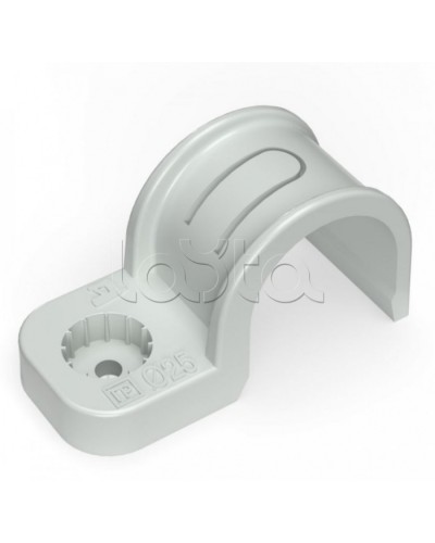 Крепеж-скоба пластиковая односторонняя для прямого монтажа серая в п/э д25 Промрукав (PR13.0370) в Хасавюрте Держатели, клипсы, скобы Pintop.ru