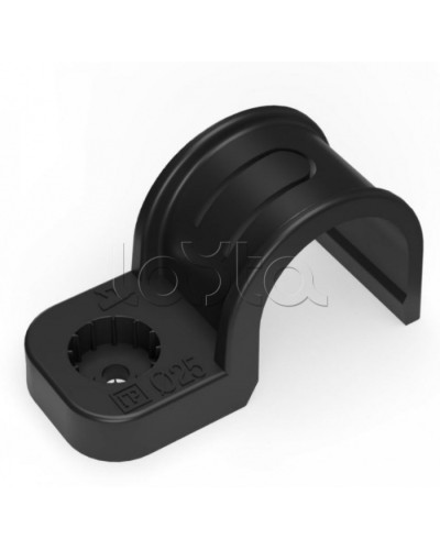 Крепеж-скоба пластиковая односторонняя для прямого монтажа черная в п/э д25 Промрукав (PR13.0374) в Хасавюрте Держатели, клипсы, скобы Pintop.ru