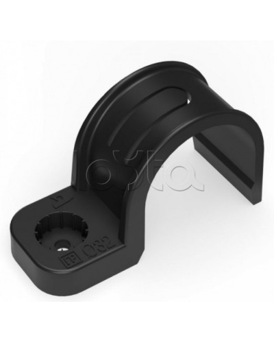 Крепеж-скоба пластиковая односторонняя для прямого монтажа черная в п/э д32 Промрукав (PR13.0375) в Хасавюрте Держатели, клипсы, скобы Pintop.ru