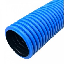Труба гофрированная двустенная ПНД жесткая тип 450 (SN6) синяя д200 5,7м (11,4м/уп) Промрукав (PR15.0211)