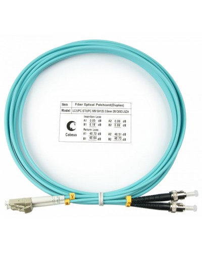 Шнур оптический duplex LC-ST 50/125 mm OM3 3м LSZH Cabeus FOP-50-LC-ST-3m в Хасавюрте Патч-корды и пигтейлы Pintop.ru