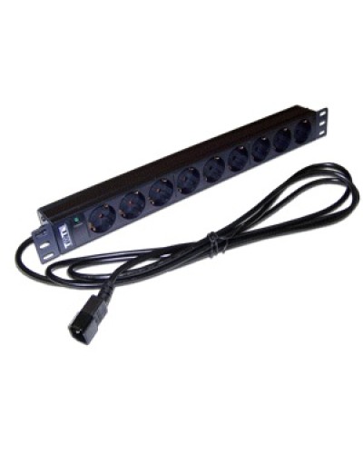 Блок розеток 19 9 шт. без выключателя, 10A 250V, шнур питания с вилкой C14, 3.0 м TWT TWT-PDU19-10A9P4-3.0 в Хасавюрте Блоки розеток Pintop.ru