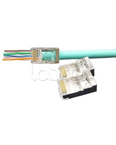 Разъем легкой оконцовки RJ-45 (8P8C) под витую пару Hyperline (PLEZ-8P8C-U-C5-SH-100) в Хасавюрте Патч-корды и пигтейлы Pintop.ru