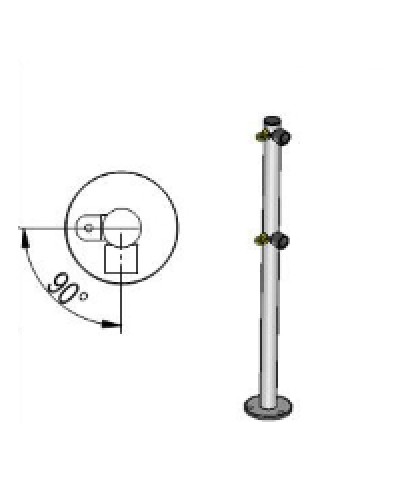 Стойка ограждения L-образная под поворотные створку и секцию 2 полупетли с крепежом, 2 муфты с крепежом справа Oxgard Стойка ограждения с 2-мя полупетлями L-образная права (ВЗР 1996.09.01) в Хасавюрте Ограждения Pintop.ru