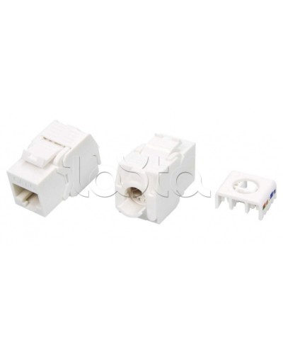 Вставка Keystone Jack RJ-45(8P8C) Hyperline KJ8-8P8C-C6-180-TLS-WH в Хасавюрте Модули Keystone Pintop.ru